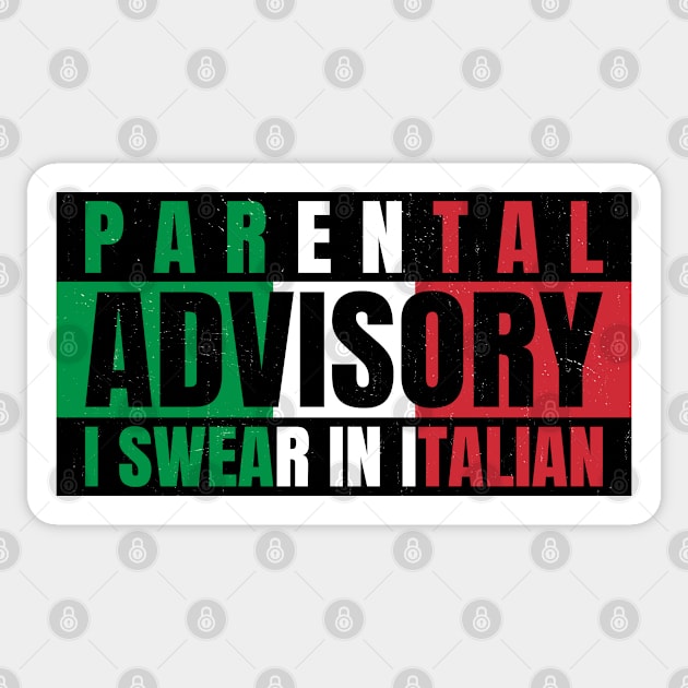 Parental Warning, I Swear in Italian Sticker by Family Heritage Gifts